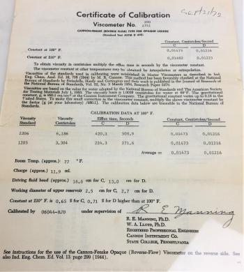Cannon-Fenske CFOC-100 Certified Opaque Viscometer Tube - Size 100-cover