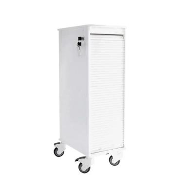 TrippNT 6 Shelf Narrow Locking Cart with Locking Roll-Top Door and HDPE Construction-cover