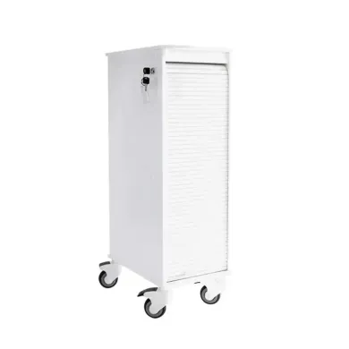 TrippNT 6 Shelf Narrow Locking Cart with Locking Roll-Top Door and HDPE Construction