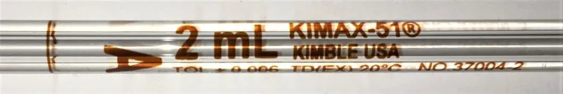Kimble 37004-2 KIMAX-51 2mL Class A Volumetric Pipet, Pack of 6