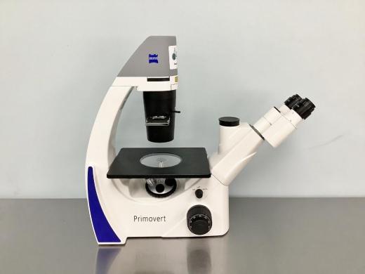 Zeiss Primovert Inverted Phase Contrast Microscope with Trinocular Head-cover