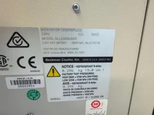 Beckman Coulter Allegra 64R Refrigerated Benchtop Centrifuge with Digital Control Panel, 2 of 3