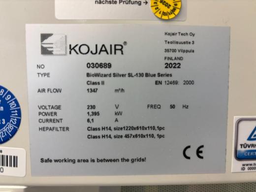 Kojair BioWizard Silver SL-130 Blue Series Class II Biosafety Cabinet with HEPA Filtration-cover