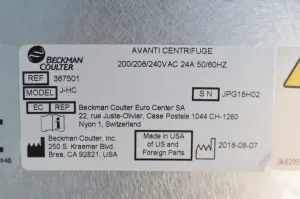 Beckman Avanti J-HC Refrigerated High-Capacity Floor Centrifuge with 10,000 RPM and 17,100 x g, 13 of 14
