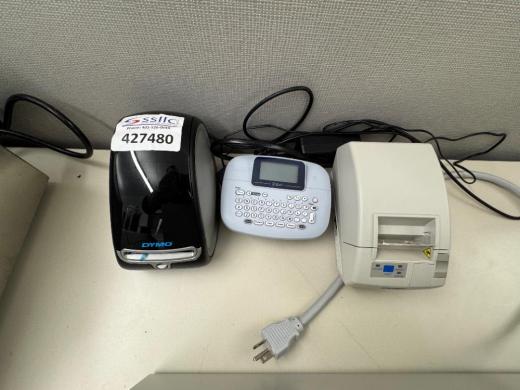 Set of Three Label Printers Including Dymo, Portable QWERTY, and Industrial Models-cover