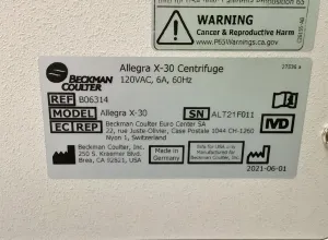 Beckman Coulter Allegra X-30 High-Speed Benchtop Centrifuge with Fixed-Angle Rotor, 12 of 12