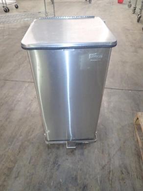 Assorted Stainless Steel Laboratory Tables and Trash Cans-cover