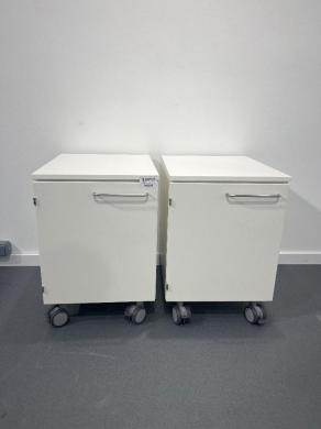 Set of 2 Mobile Laboratory Storage Cabinets with Lockable Doors and Casters (450x550x650mm)-cover