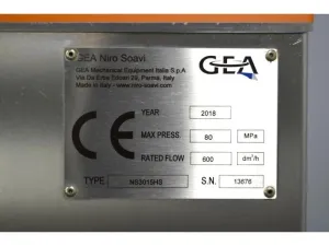 GEA Ariete 3015 NS3015HS High-Pressure Homogenizer with Pneumatic Valve Control, 32 of 32