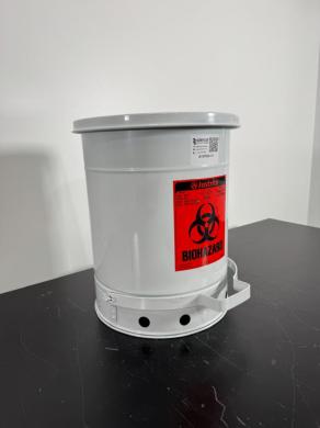 Justrite SilverGard 10 Gallon FM Approved Biohazard Waste Can with Foot-Operated Lid-cover