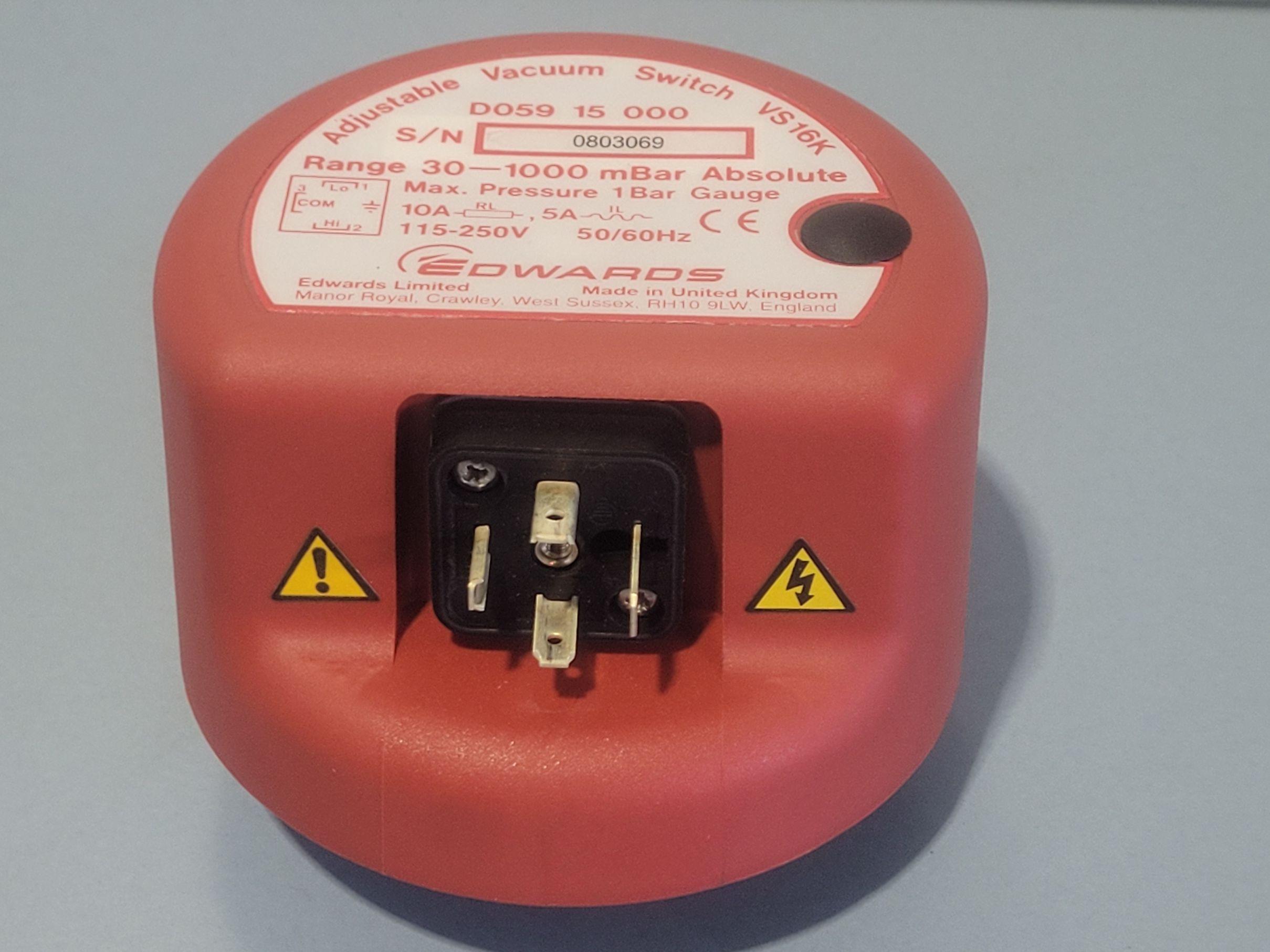 EDWARDS VS16K D059 15 000 Adjustable Vacuum Switch (30-1000 mBar)