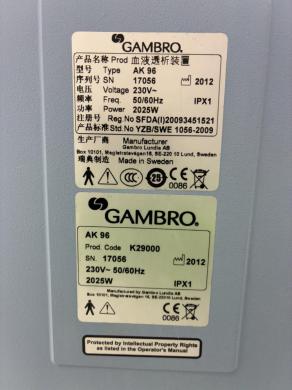 Gambro AK-96 Dialysis Machine with Integrated Blood Pump and Dialysate System-cover