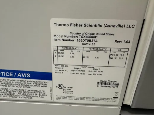 Thermo Fisher TSX50086D -80°C Ultra Low Temperature Freezer for Biological Storage