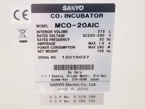 Sanyo MCO-20AIC CO2 Laboratory Incubator for Cell Culture and Tissue Engineering, 2 of 8