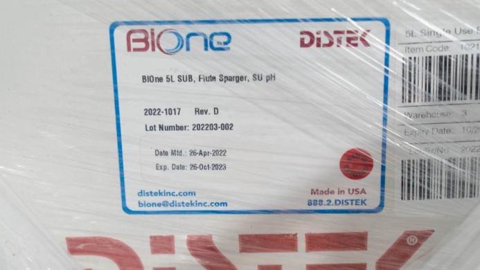 Distek BIOne 5L Single-Use Bioreactor Vessel with 60 µm Flush Sparger-cover