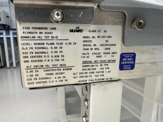 NuAire NU-437-600 Class II Type A2 6' Biosafety Cabinet for Biological Containment-cover