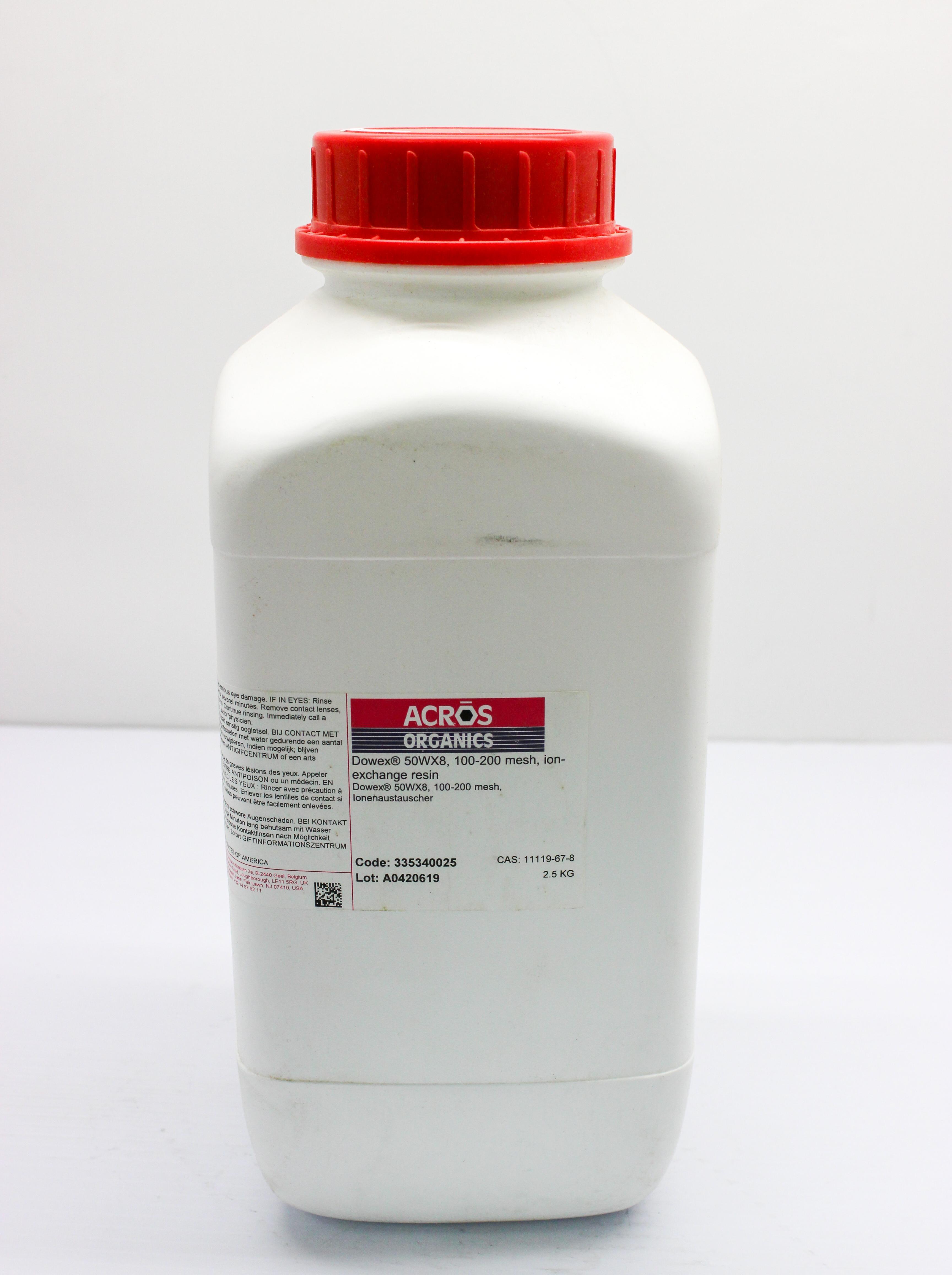 Acros Organics Dowex 50WX8 100-200 Mesh Strong Acid Cation Exchange Resin