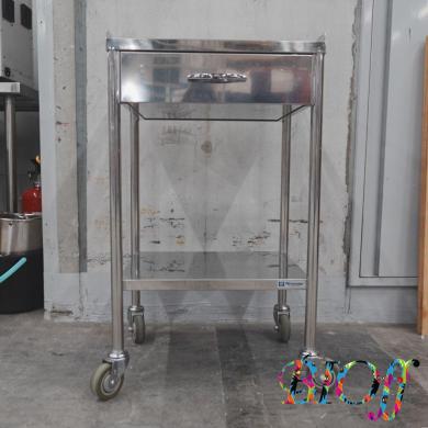 HIRATANI 8331 Stainless Steel Laboratory Cart with Casters, 45.5 × 37 × 77.5 cm-cover