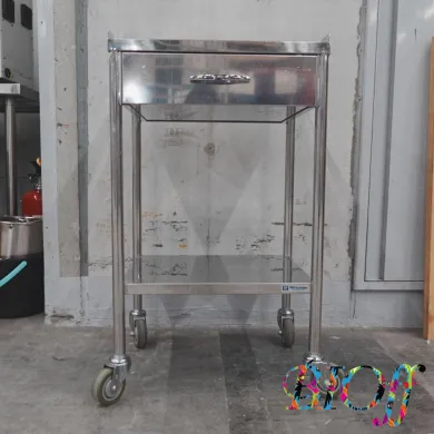 HIRATANI 8331 Stainless Steel Laboratory Cart with Casters, 45.5 × 37 × 77.5 cm
