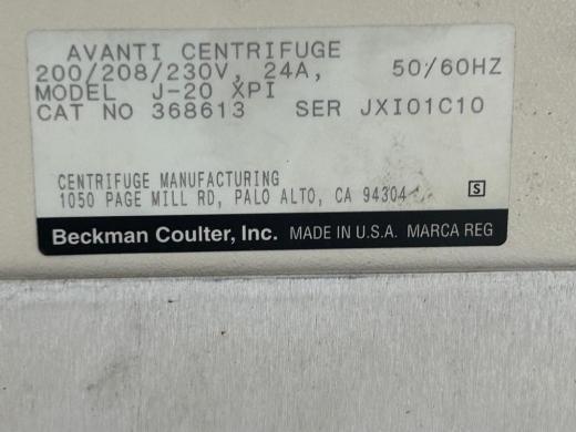 Beckman Coulter Avanti J-20XPI High-Speed Floor Centrifuge with Digital Control Panel-cover