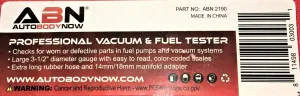 AutobodyNow ABN 2190 Vacuum and Fuel Pump Tester Gauge Kit for Carburetor Engines, 5 of 5
