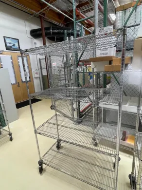 Uline 4 ft Chrome Wire Shelving Unit with 4 Adjustable Shelves and Caster Wheels
