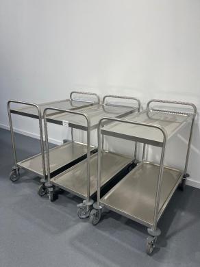Set of 3 Stainless Steel Laboratory Trolleys with Two Shelves and Swivel Casters-cover