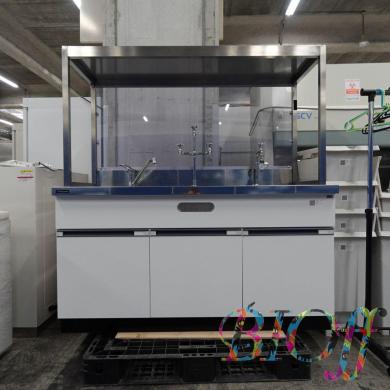 Laboratory Sink Unit 6119 with Overhead Roof and Multiple Faucets W150×D63×H75cm-cover