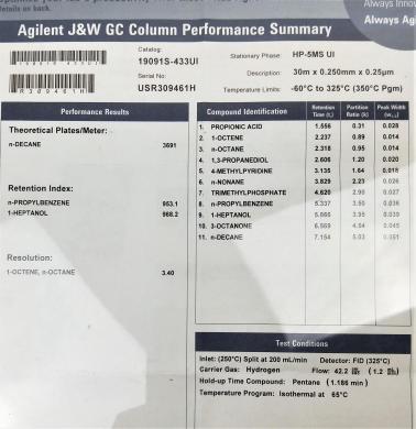 Agilent HP-5MS UI (19091S-433UI) Ultra Inert GC Capillary Column, 30M x 0.25mm x 0.25µm-cover