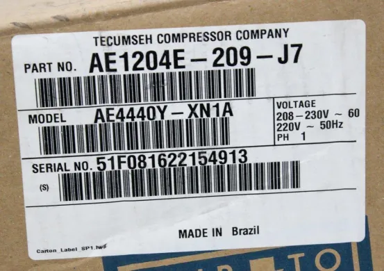 Tecumseh AE4440Y-XN1A Refurbished Turnkey Laboratory Air Compressor