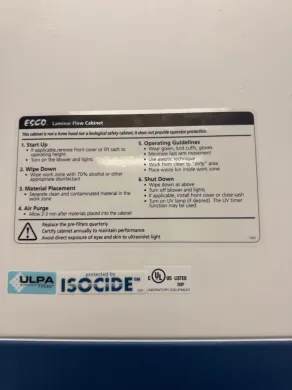 Esco AVC-602 6-Foot Laminar Flow Cabinet with HEPA Filtration