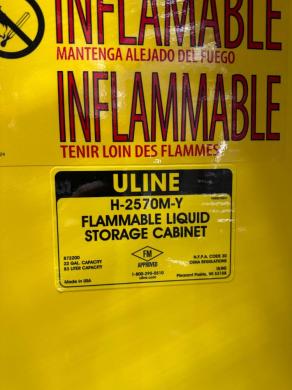 ULINE H-2570M-Y 22 Gallon Flammable Liquid Storage Cabinet with Lockable Door-cover