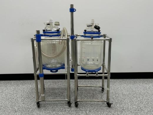 Jacketed Glass Reactor System with Dual Vessels and Stainless Steel Support Frame-cover