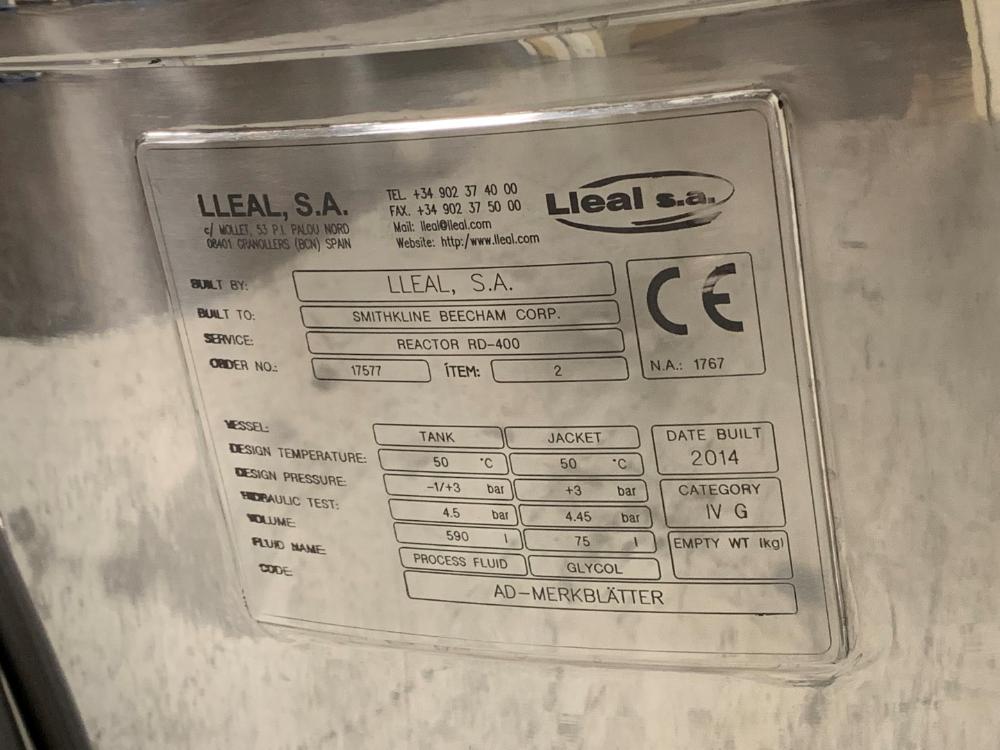 590 Liter Lleal Stainless Steel Laboratory Reactor