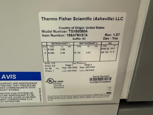 Thermo Fisher Scientific Thermo TSX Series TSX50086A -80°C Ultra Low Temperature Freezer-cover
