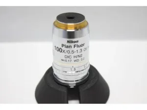 Nikon Plan Fluor 100x/0.5-1.3 Oil Iris DIC H/N2 Microscope Objective Lens, 3 of 5