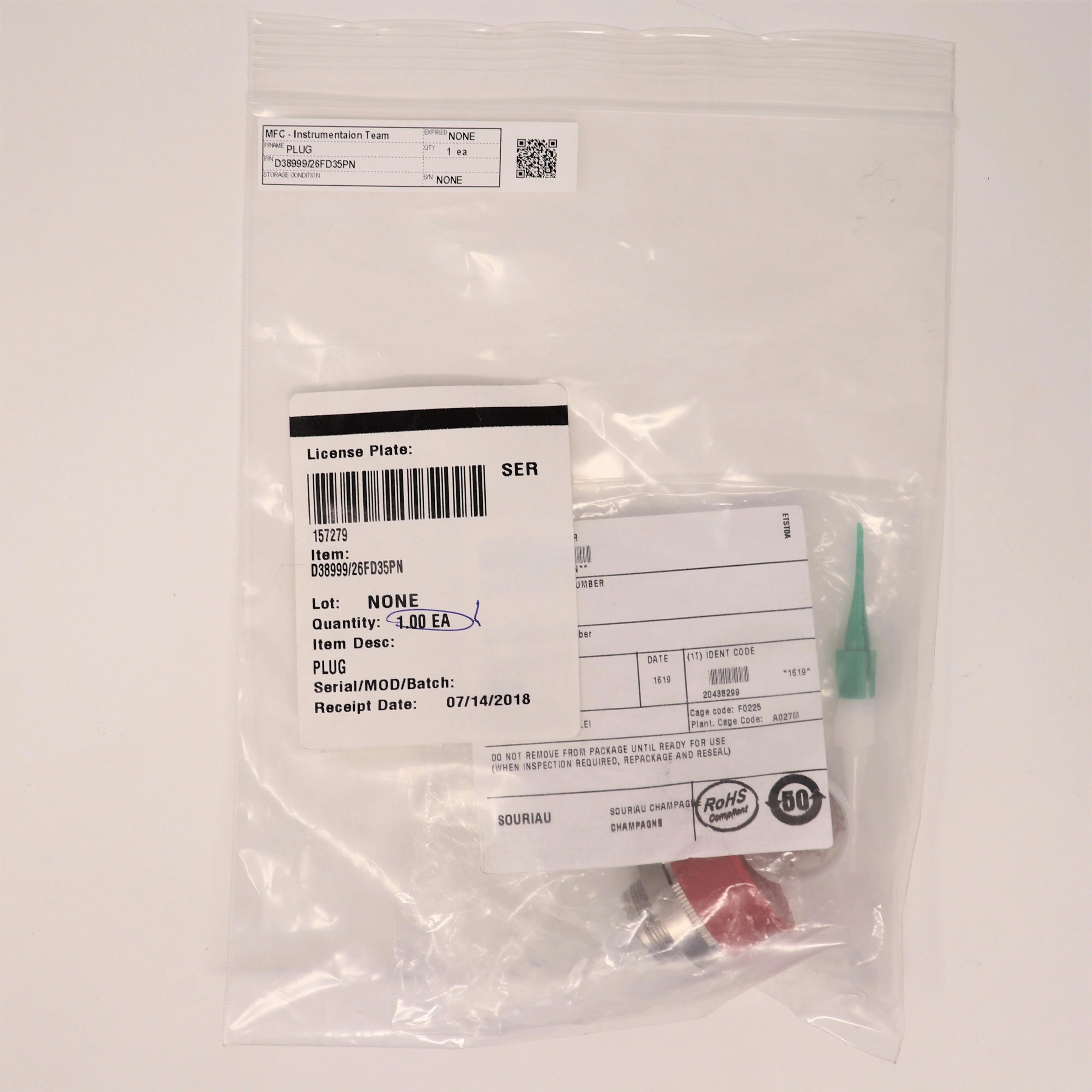 Souriau Circular MIL Spec Connector D38999/26FD35PN for Harsh Environments