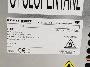 Vestfrost F-138 Laboratory Refrigerator for Sample Storage, 9 of 10