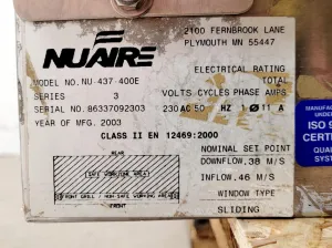 Nuaire NU-437-400E Ductless Class II Biological Safety Cabinet, 7 of 10