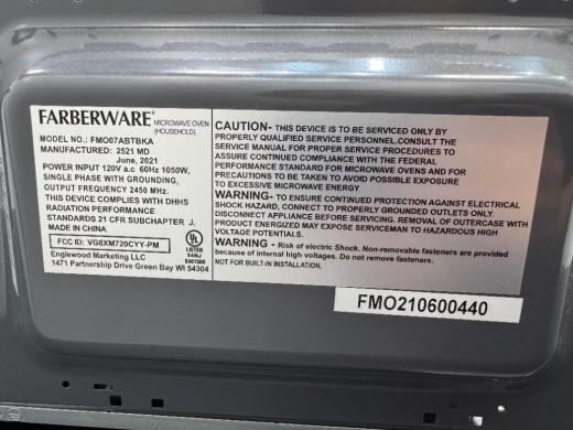 Farberware FMO07ABTBKA 700W Compact Laboratory Microwave Oven-cover