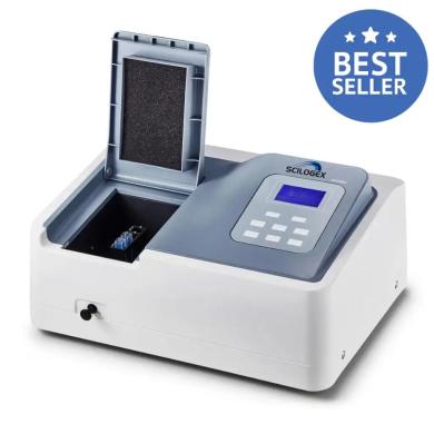 SCILOGEX SCI-UV1000 UV/Vis Spectrophotometer Deuterium lamp and Halogen lamp 200-1000nm, 4nm bandwidth-cover