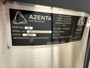 Azenta Life Sciences A0220 LN2 Storage System, 2 of 2