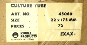 Kimble 45060 EXAX 50mL Borosilicate Glass Culture Tubes, 22 x 175mm, Box of 58, 3 of 3