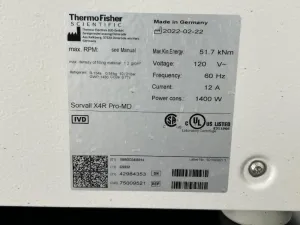 Thermo Sorvall X4R Pro-MD Series Refrigerated Centrifuge with Digital Touchscreen, 8 of 8