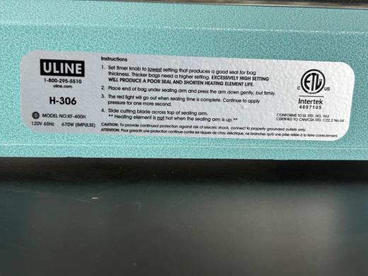 Uline Lab Miscellaneous Manual Impulse Heat Sealer with Adjustable Timer-cover