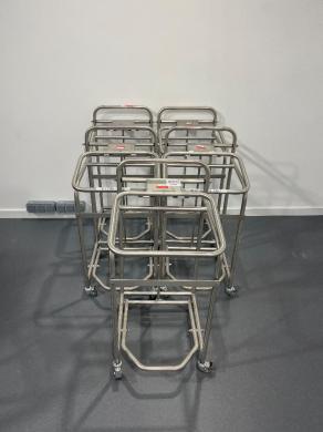 Stainless Steel Pedal Bin Trolley Cart with Caster Wheels for Laboratory Waste Management-cover