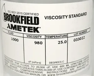 Brookfield #1000 Viscosity Standard (1,000cp) Calibration Fluid, 2 of 2