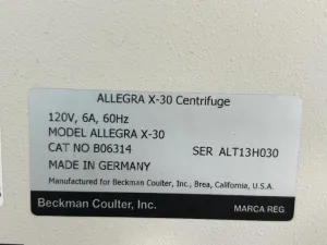 Beckman Coulter Allegra X-30 Benchtop Centrifuge with Digital Control Panel, 9 of 9