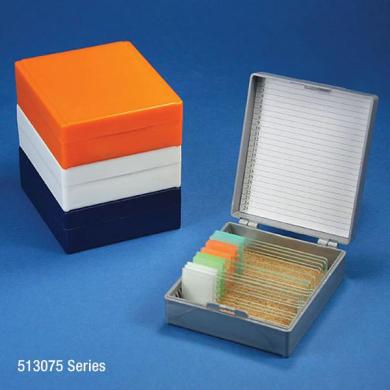 Globe Scientific 25 Place Microscope Slide Storage Box with Cork-Lined Base, Model 513075N-cover
