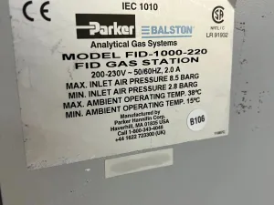Parker Balston FID-1000-220 Gas Station for Hydrogen and Zero Air Generation, 12 of 12